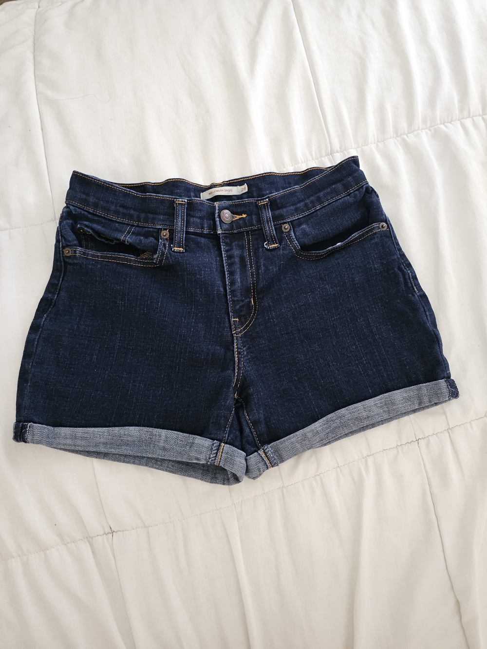 Levi's Dark Blue Rolled Cuff Denim Shorts